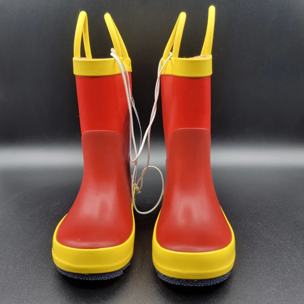 Cat & Jack Toddler Little Kids Rain Boots Size 6C Red Yellow Pre-School New
